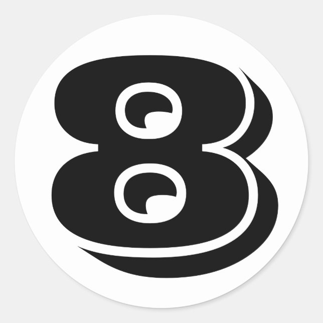 Nummer 8 Acht Vineta-Nummern von Janz Runder Aufkleber (Vorderseite)