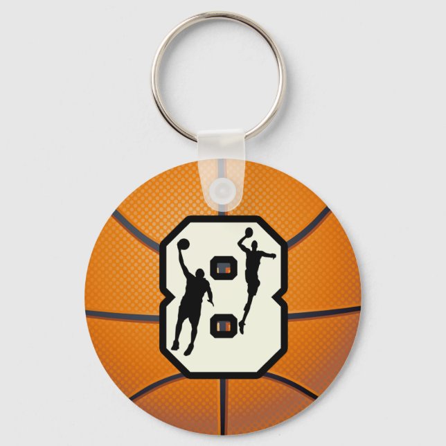 Nummer 8 Basketball und Spieler Schlüsselanhänger (Vorderseite)