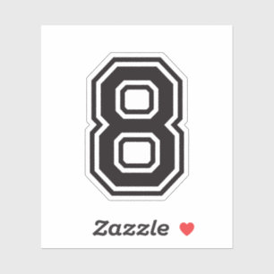 Nummer 8 Schriftart für sportliche Uni Aufkleber