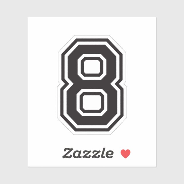 Nummer 8 Schriftart für sportliche Uni Aufkleber (Blatt)