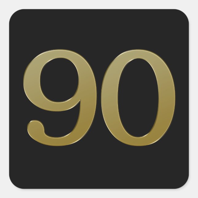 Nummer 90 Gold Square Aufkleber (Vorderseite)