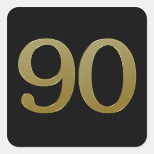 Nummer 90 Gold Square Aufkleber
