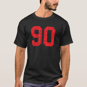 Nummer 90 Sports Jersey Red Distressed Vintag Lu T-Shirt