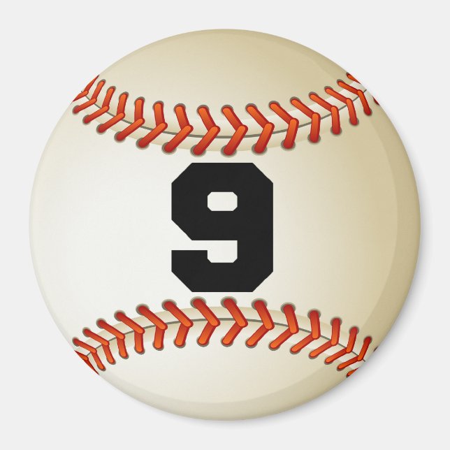 Nummer 9 Baseball Magnet (Vorne)