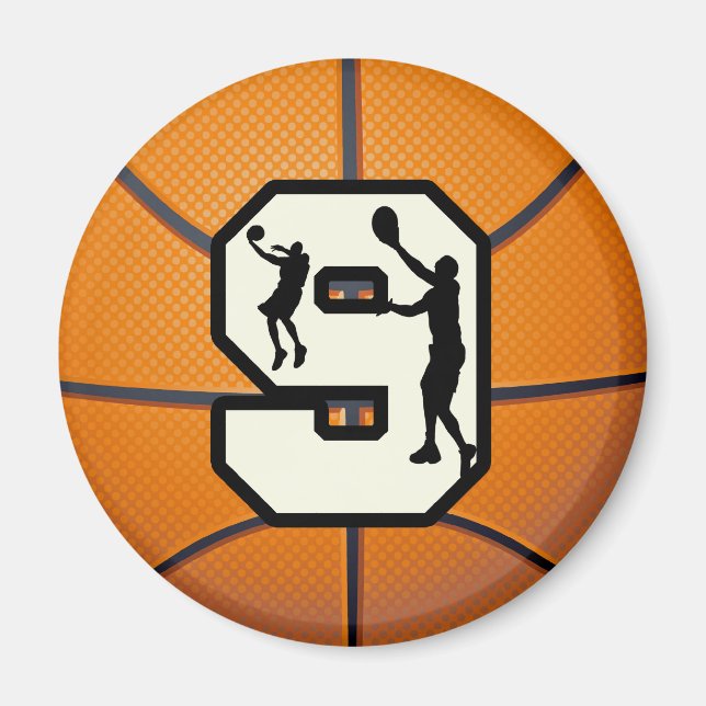 Nummer 9 Basketball und Spieler Magnet (Vorne)