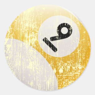 NUMMER 9 BILLIARDS BALL - ERODIGT UND ALTER RUNDER AUFKLEBER