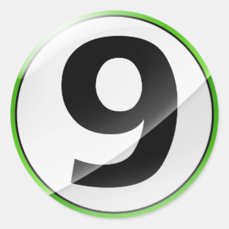 Nummer 9 grüner Aufkleber