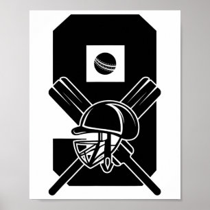 Nummer 9 Jahre Cricket 9. Geburtstag Poster