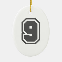 Nummer 9 keramik ornament
