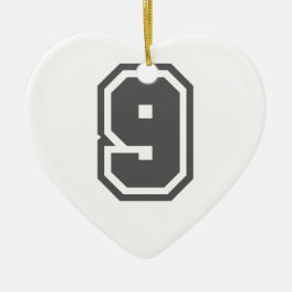 Nummer 9 keramik ornament