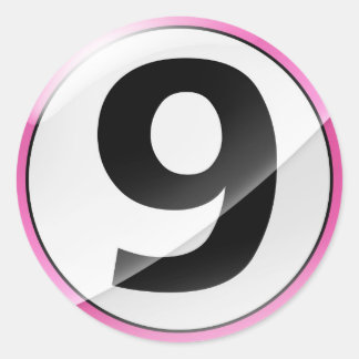 Nummer 9 Rosa Aufkleber