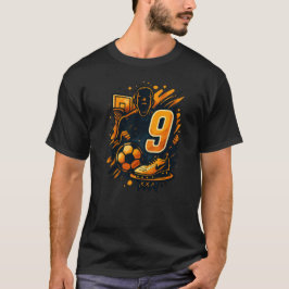 Nummer 9 T - Shirt für Sport - Fußball und Basketb