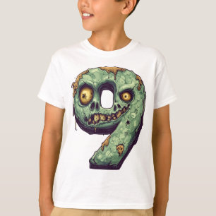 Nummer 9 Zombie Halloween Thema 9 Jahre alte Kinde T-Shirt