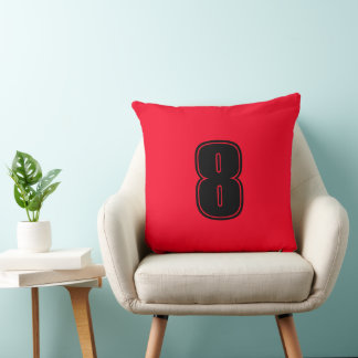Nummer Acht Rot Schwarz Home Decor Grad A Baumwoll Kissen