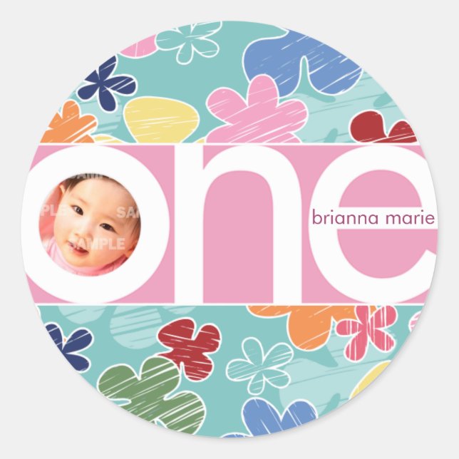 Nummer der Blume Runder Aufkleber (Vorderseite)