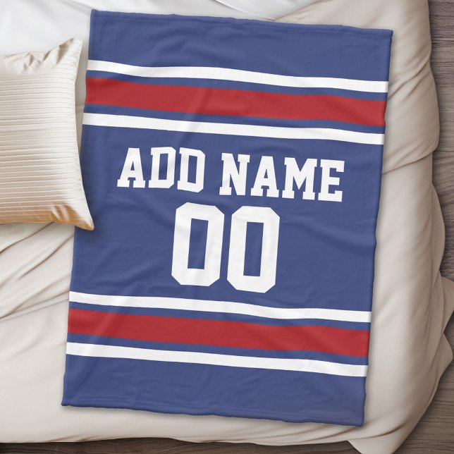 Nummer des Individuellen Namens Blue und Red Jerse Fleecedecke (Personalized fleece blanket - Sports Theme)