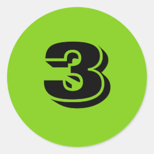 Nummer drei große runde grüne Sticker von Janz