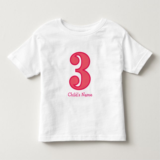 Nummer drei Mädchen, Kindername Kleinkind T-shirt (Vorderseite)