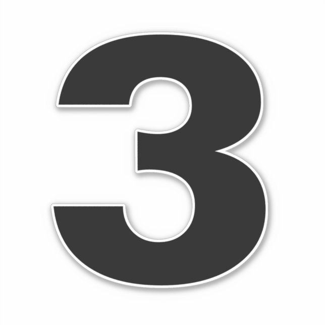 Nummer drei Schwarzweiß-Aufkleber Aufkleber (Vorderseite)
