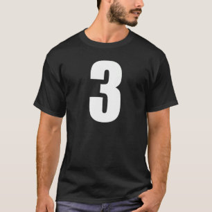 Nummer Drei Ziffer 3 Einfache Weiße Zahlen T-Shirt