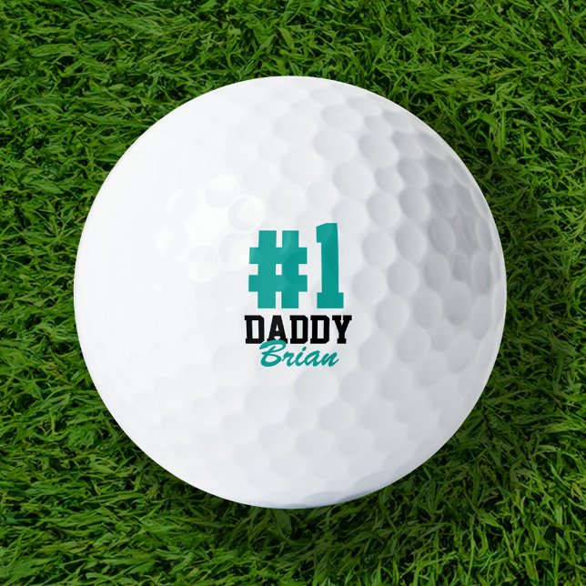 Nummer Eins Daddy Aquamariner Mit Monogramm Vater Golfball (Von Creator hochgeladen)