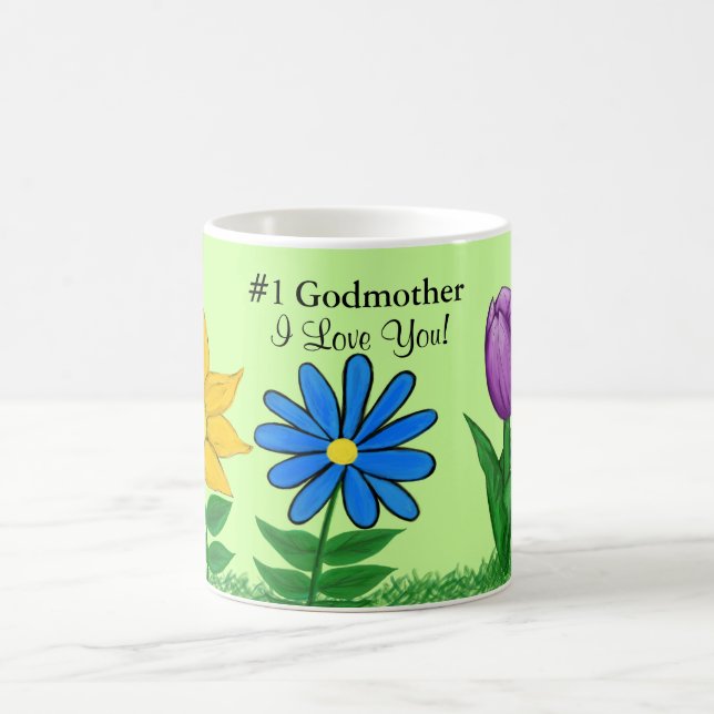 Nummer Eins Godmütterflorale personalisierte Fehle Tasse (Mittel)
