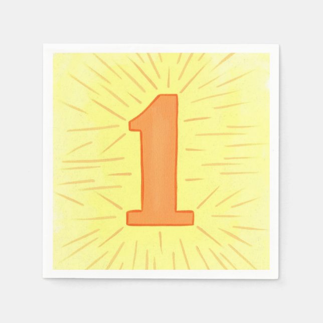 Nummer eins Orange Yellow Birthday Napkins Serviette (Vorderseite)