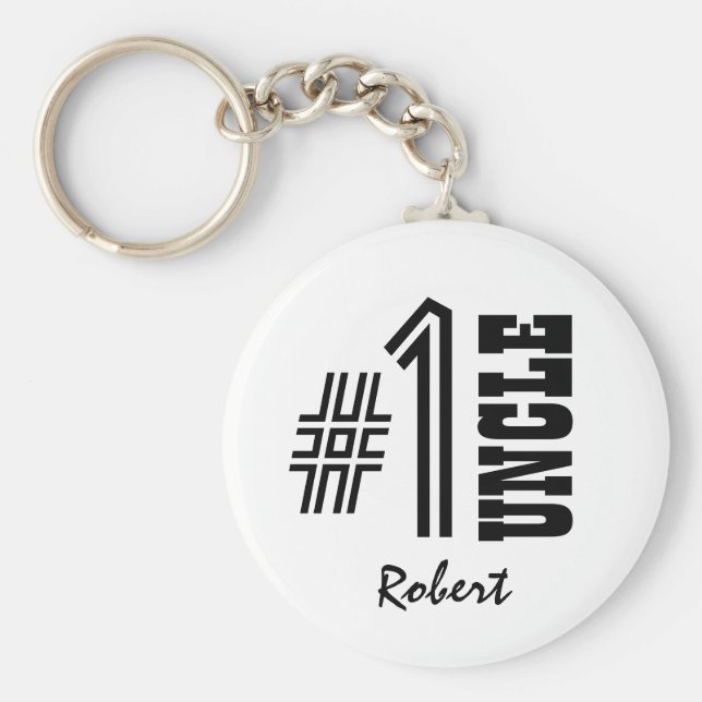 Nummer eins UNCLE Black and White Modern Gift Schlüsselanhänger (Vorne)