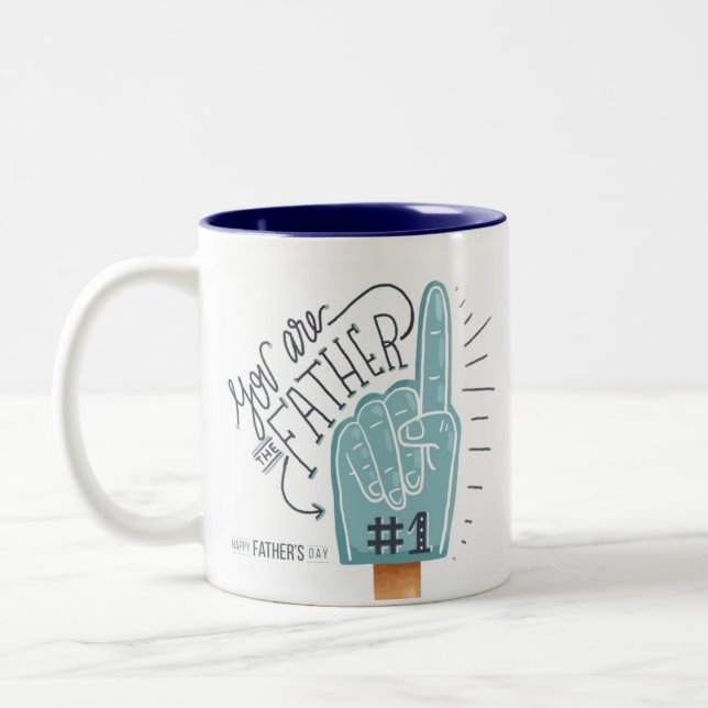 Nummer eins Vater Foam Finger Zweifarbige Tasse (Links)