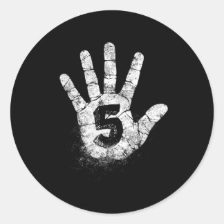 Nummer fünf 5 Hand Zeichen, um Spiele High-Academ  Runder Aufkleber
