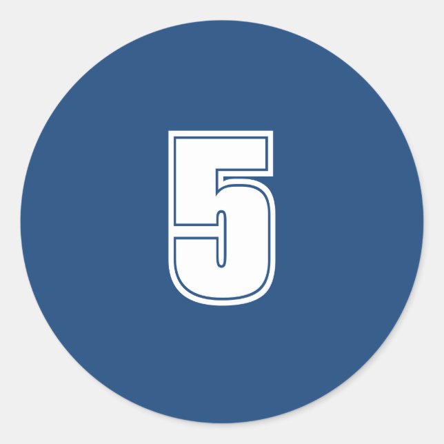 Nummer fünf Planung liefert einfache 5 Marine weiß Runder Aufkleber (Vorderseite)