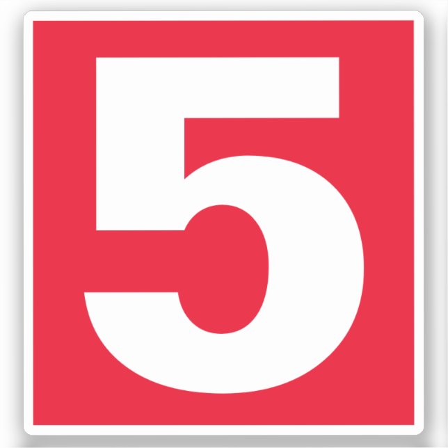 Nummer fünf Rot-Weiß-Aufkleber Aufkleber (Vorderseite)