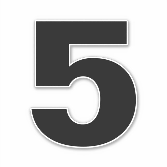 Nummer fünf Schwarzweißaufkleber Aufkleber (Vorderseite)