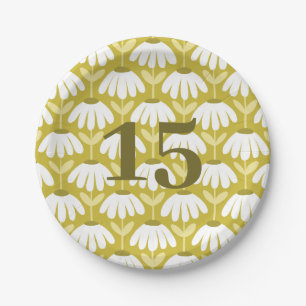 Nummer Geburtstag/Jubiläum Olive Vintage Floral Pappteller