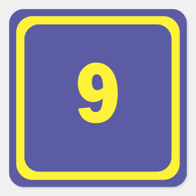 Nummer neun quadratischer aufkleber (Vorderseite)