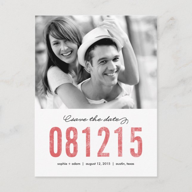 NUMMER Save the Date Postkarte (Vorderseite)