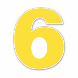 Nummer sechs Gold- und Weißaufkleber Aufkleber