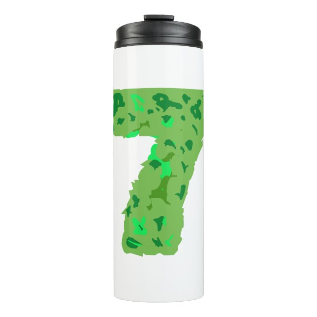 Nummer sieben mit tarnungs farbe thermosbecher (Vorderseite)
