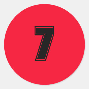 Nummer Sieben Planungsvorräte: 7 rote schwarz Runder Aufkleber
