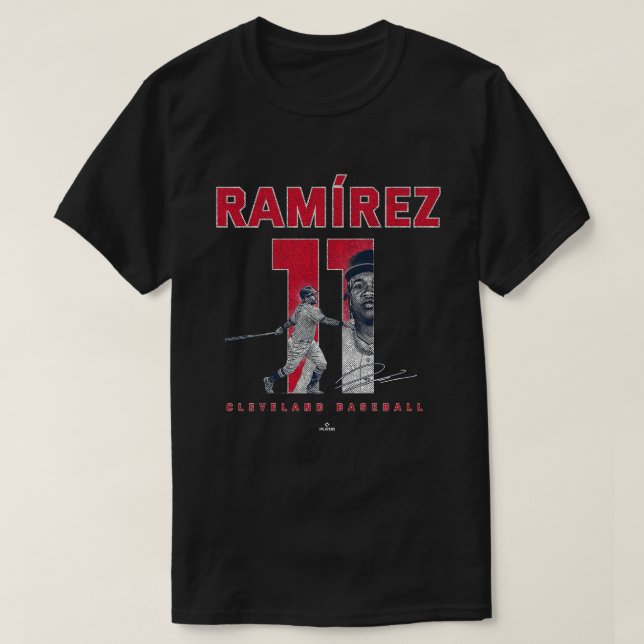 Nummer und Portrait Jose Ramirez Cleveland MLBPA T-Shirt (Design vorne)