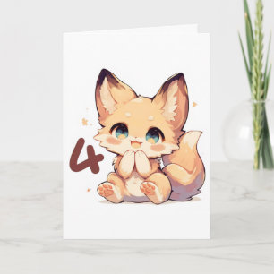 Nummer Vier Anime Fuchs Feiertagskarte