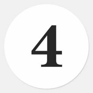 Nummer Vier Planungen für einfache 4 schwarz weiß Runder Aufkleber