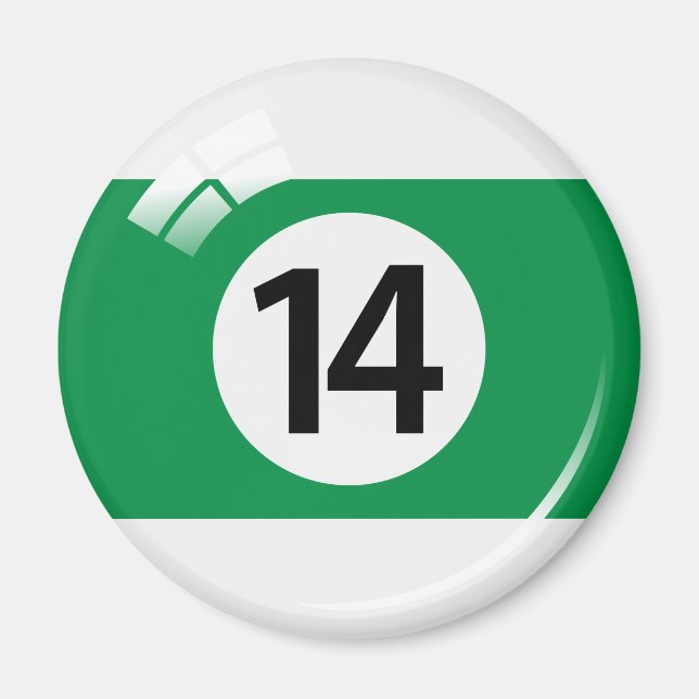 Nummer vierzehn Billardball-Kühlschrankmagnet Magnet (Vorne)