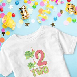Nummer zwei Niedliche Schildkrötenzählung Grün und Kleinkind T-shirt