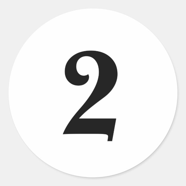 Nummer Zwei Planungen für einfache 2 schwarz weiß Runder Aufkleber (Vorderseite)