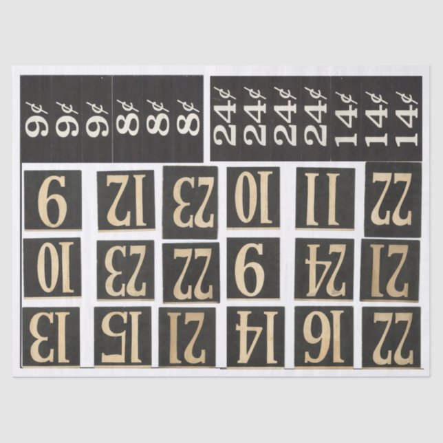 Nummerierte Kram-Zeitschriften-Elemente Seidenpapier (Vorderseite)