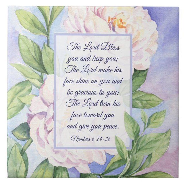 Nummern 6 24-26 Der Herr segne Sie Blume Fliese (Vorderseite)