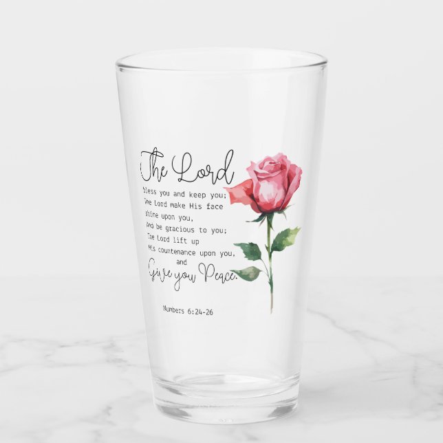 Nummern 6:24-26 Der Herr segne Sie die Blume der R Glas (Vorderseite)