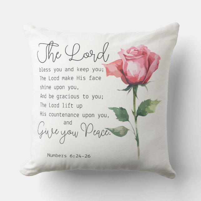 Nummern 6:24-26 Der Herr segne Sie die Blume der R Kissen (Vorderseite)
