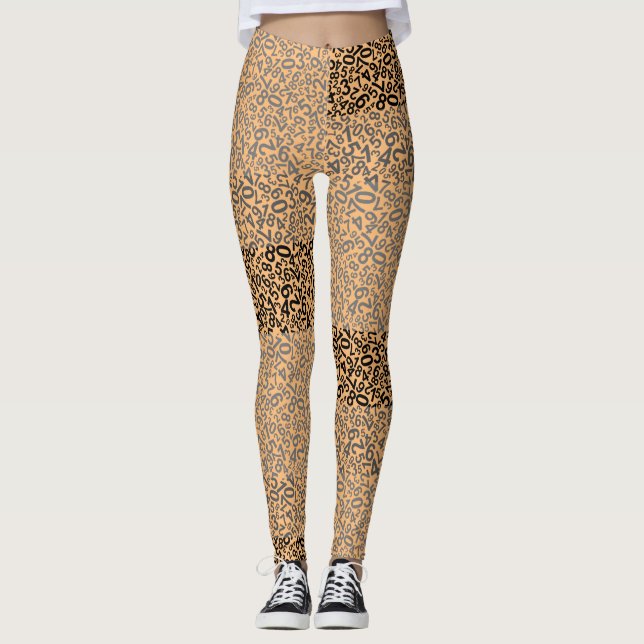 Nummern Muster 01 mit GelbOrange Hintergrund Leggings (Vorderseite)